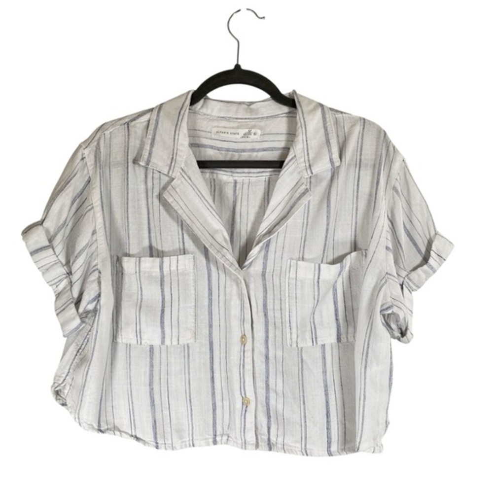 ALTAR’D STATE Boxy Cropped Linen Blend Short Sleeve‎ Camp Shirt XL